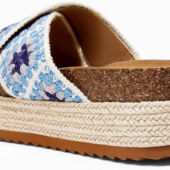 Womens Cork Flatform Espadrille Sandals Summer Beach Open Toe Size 8 - Picture 4 of 5